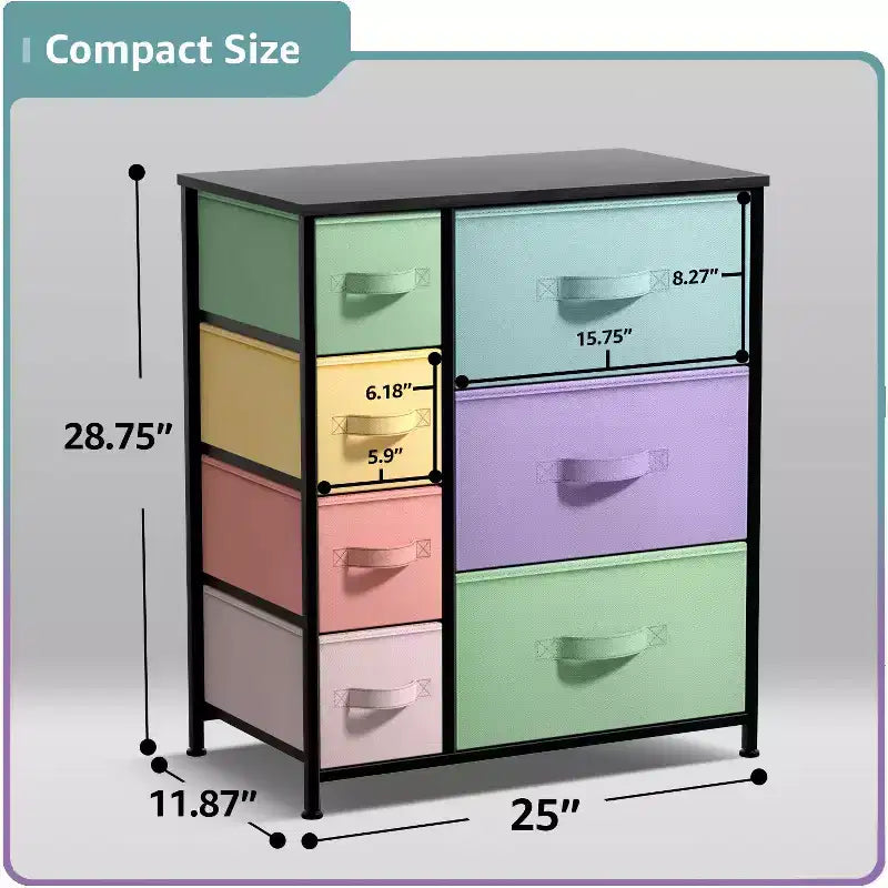 Dresser with 7 Drawers - Storage Chest Organizer with Steel Frame, Wood Top, Handles, Fabric Bins