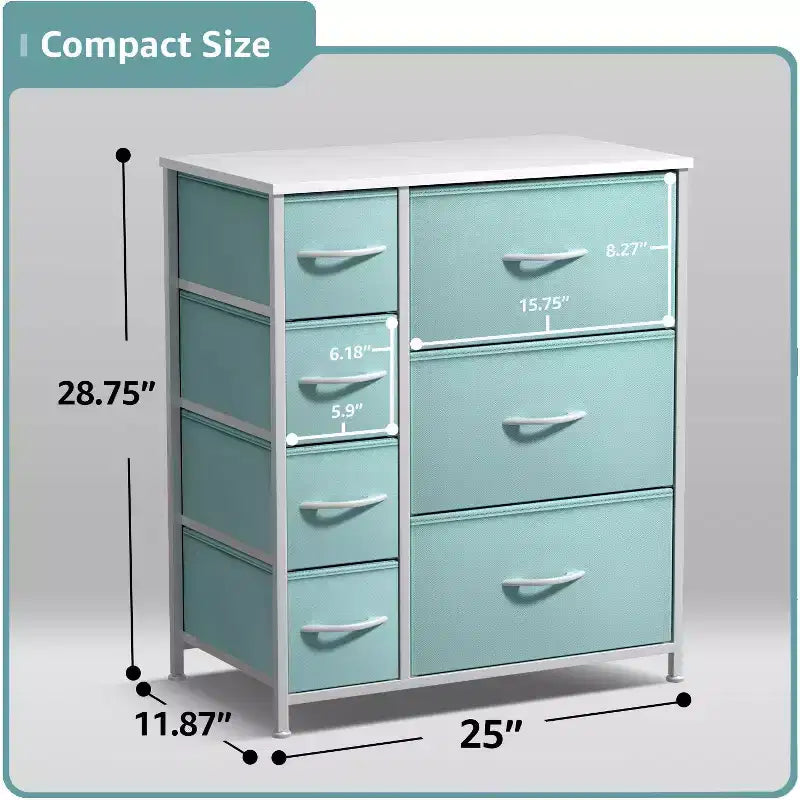 Dresser with 7 Drawers - Storage Chest Organizer with Steel Frame, Wood Top, Handles, Fabric Bins