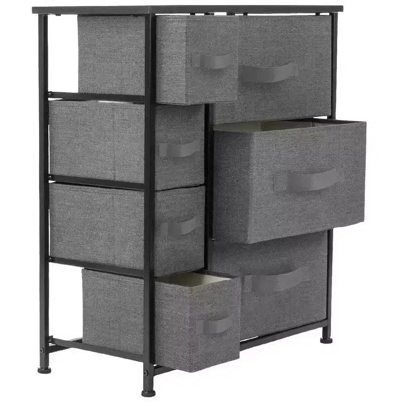 Dresser with 7 Drawers - Storage Chest Organizer with Steel Frame, Wood Top, Handles, Fabric Bins