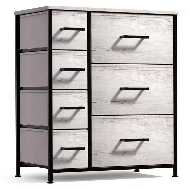 Dresser with 7 Drawers - Storage Chest Organizer with Steel Frame, Wood Top, Handles, Fabric Bins