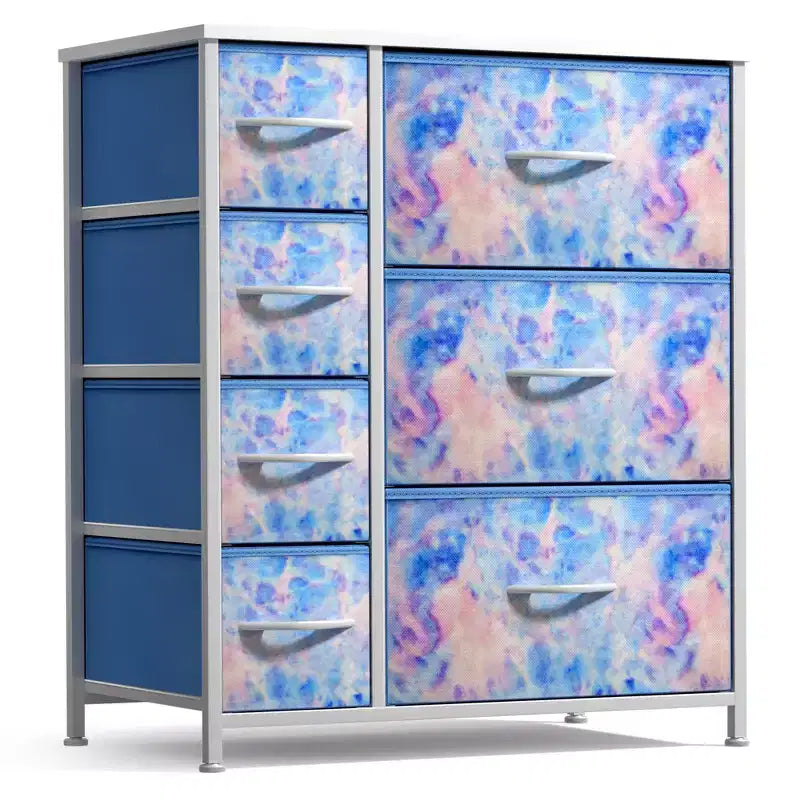 Dresser with 7 Drawers - Storage Chest Organizer with Steel Frame, Wood Top, Handles, Fabric Bins