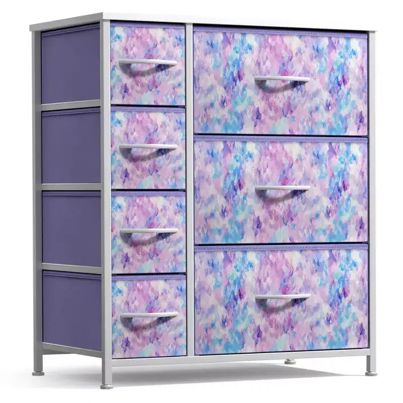 Dresser with 7 Drawers - Storage Chest Organizer with Steel Frame, Wood Top, Handles, Fabric Bins