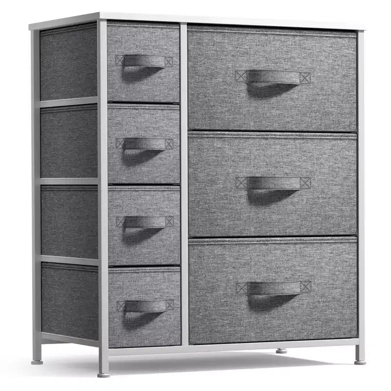 Dresser with 7 Drawers - Storage Chest Organizer with Steel Frame, Wood Top, Handles, Fabric Bins