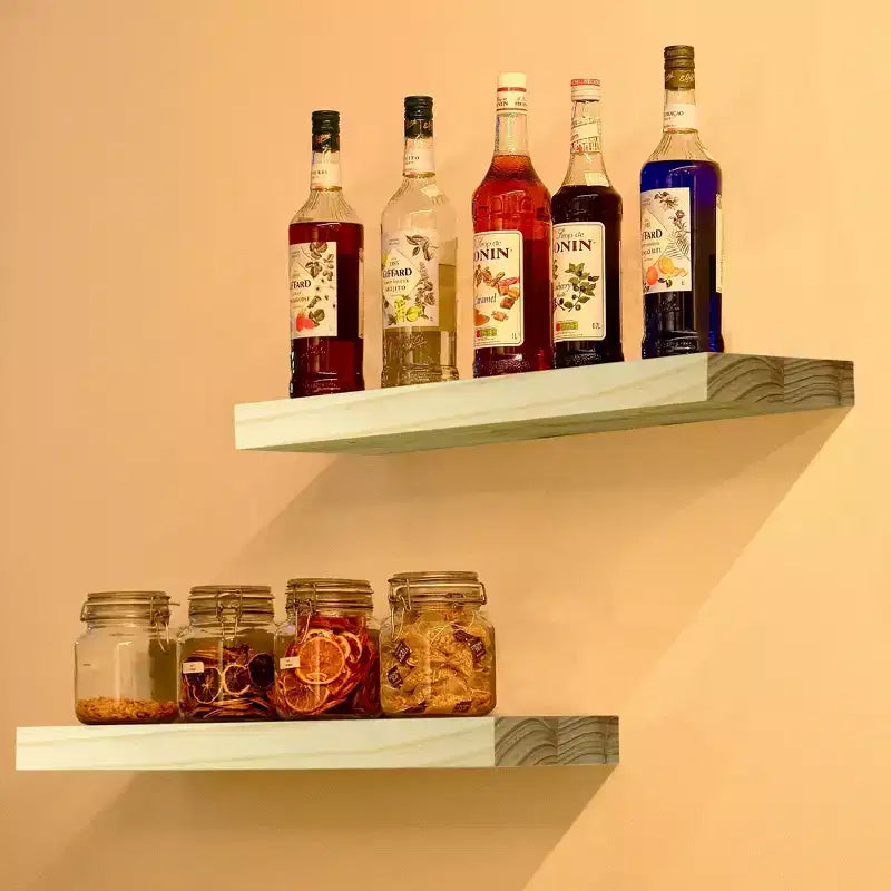 2 Pack 35 Solid Wood Floating Shelves - for Bathroom Decor, Books, Bedroom & Living Room