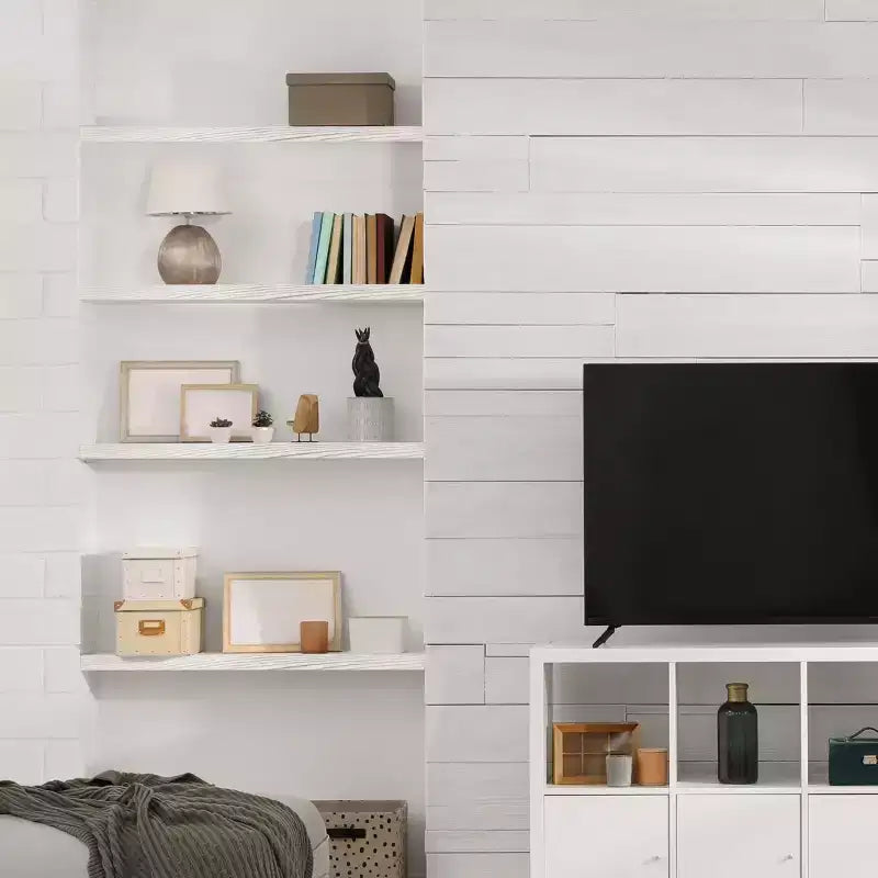 2 Pack 35 Solid Wood Floating Shelves - for Bathroom Decor, Books, Bedroom & Living Room