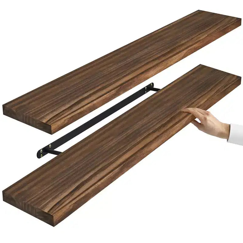 2 Pack 35 Solid Wood Floating Shelves - for Bathroom Decor, Books, Bedroom & Living Room