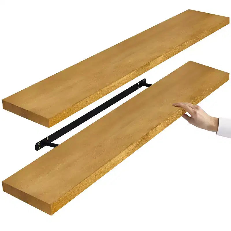2 Pack 35 Solid Wood Floating Shelves - for Bathroom Decor, Books, Bedroom & Living Room