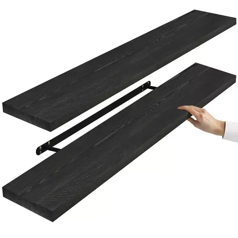 2 Pack 35 Solid Wood Floating Shelves - for Bathroom Decor, Books, Bedroom & Living Room