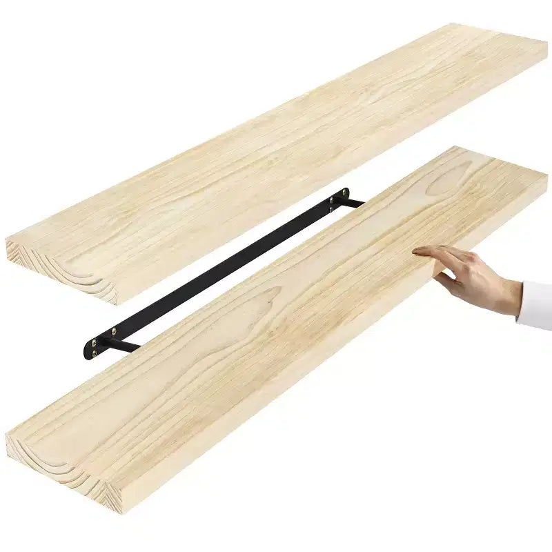 2 Pack 35 Solid Wood Floating Shelves - for Bathroom Decor, Books, Bedroom & Living Room