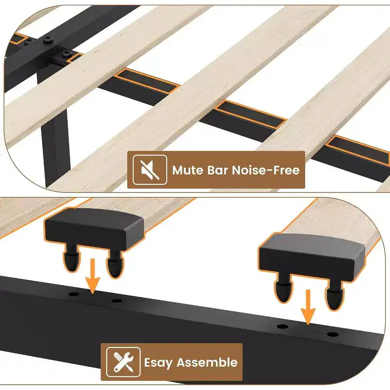 Platform Bed Frame with Storage Headboard, USB Charging Station, 4 Storage Drawers, No Spring Mattress Required, Easy to Assemble, Heavy-Duty Support