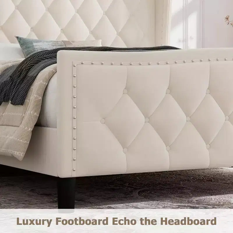 Platform Bed Frame with Storage Headboard, USB Charging Station, 4 Storage Drawers, No Spring Mattress Required, Easy to Assemble, Heavy-Duty Support