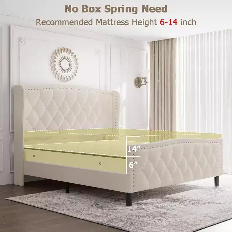 Platform Bed Frame with Storage Headboard, USB Charging Station, 4 Storage Drawers, No Spring Mattress Required, Easy to Assemble, Heavy-Duty Support