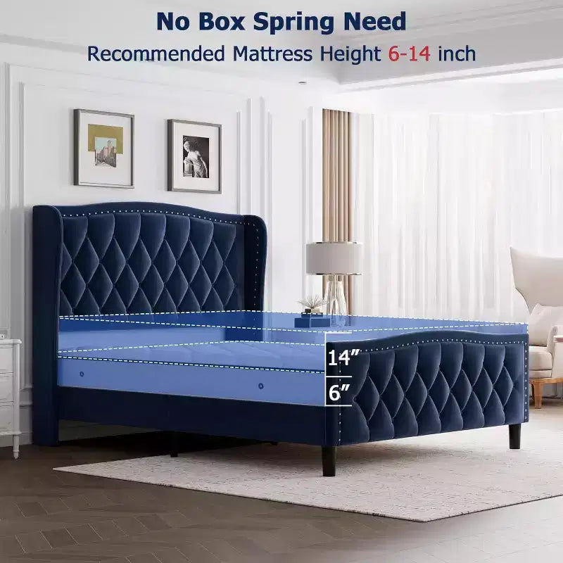 Platform Bed Frame with Storage Headboard, USB Charging Station, 4 Storage Drawers, No Spring Mattress Required, Easy to Assemble, Heavy-Duty Support