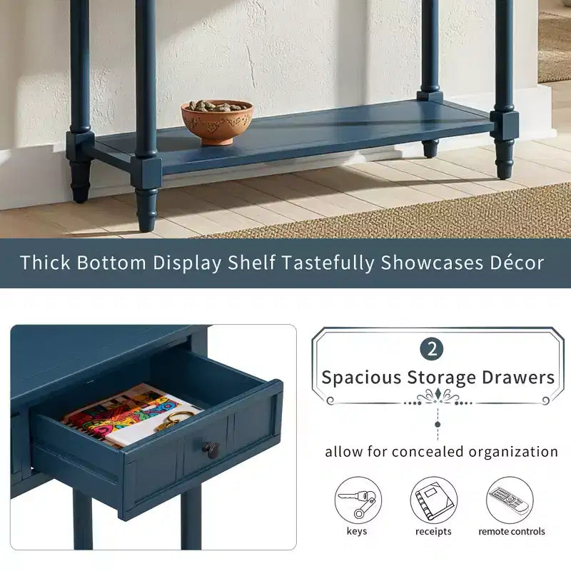 Darren Traditional Entryway Console Table with 2 Drawers and Bottom Shelf
