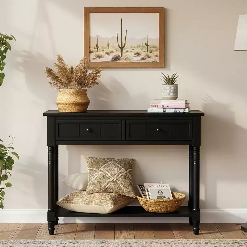 Darren Traditional Entryway Console Table with 2 Drawers and Bottom Shelf