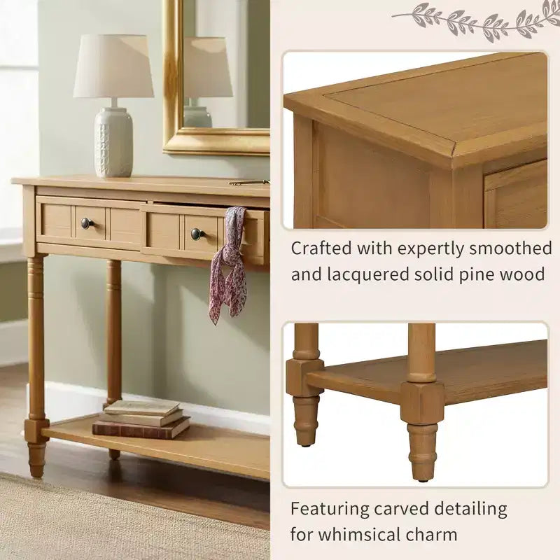 Darren Traditional Entryway Console Table with 2 Drawers and Bottom Shelf