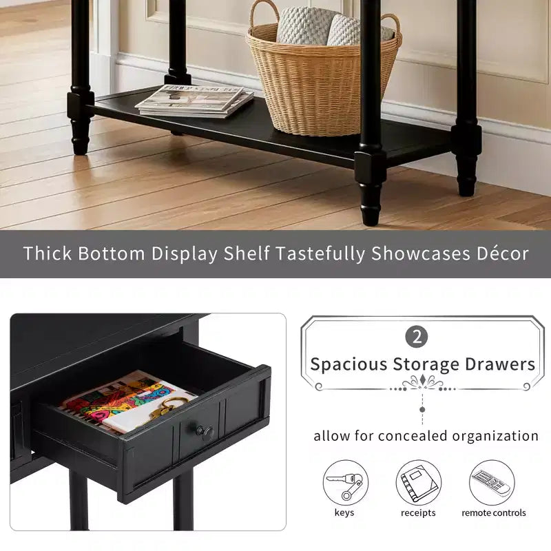 Darren Traditional Entryway Console Table with 2 Drawers and Bottom Shelf