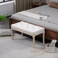 32 Linen Upholstered Bedroom Bench, French End of Bed Bench with Thick Padded Cushion and Wooden Legs