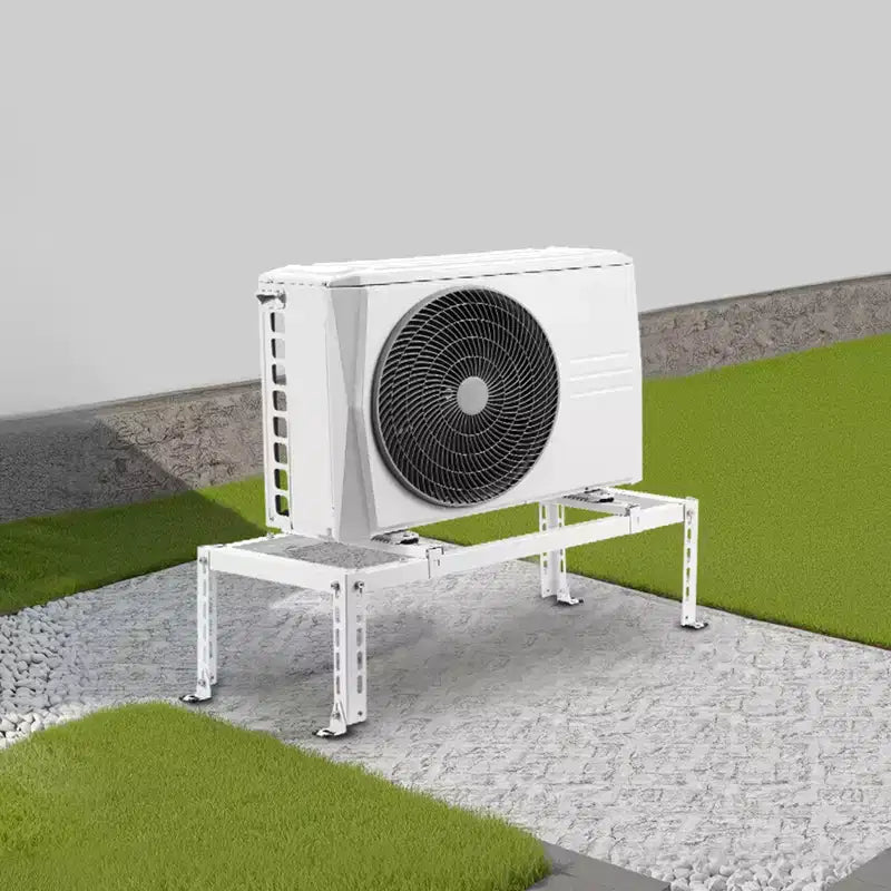 Mini Split Ground Stand, Adjustable Anti-Vibration Mini Split Stand for 9000-24000 BTU Ductless Air Conditioner Heat Pump,White