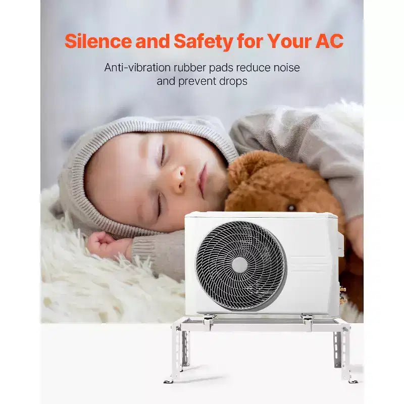 Supporto da terra per mini-split, supporto anti-vibrazione regolabile per condizionatori d'aria e pompe di calore senza condotto da 9000-24000 BTU, bianco