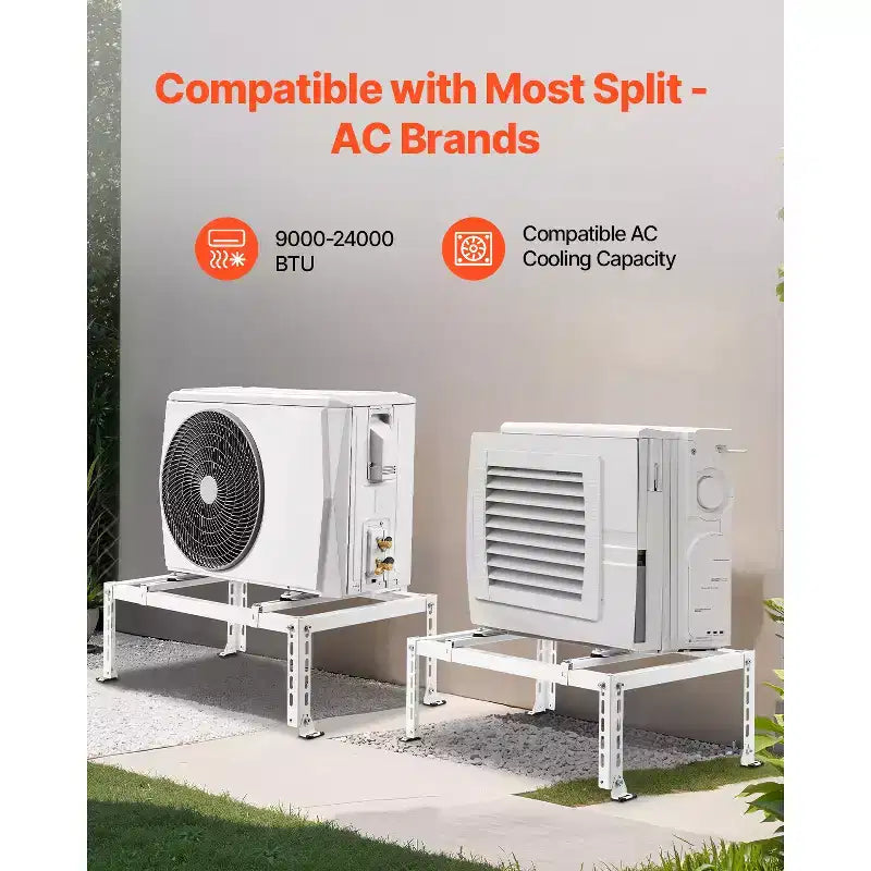 Supporto da terra per mini-split, supporto anti-vibrazione regolabile per condizionatori d'aria e pompe di calore senza condotto da 9000-24000 BTU, bianco