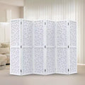 6 Panel Room Divider, Non-Woven Fabric Privacy Screen, Indoor Partition Wall Dividers, Freestanding Space Separator with Unique Pattern (White)
