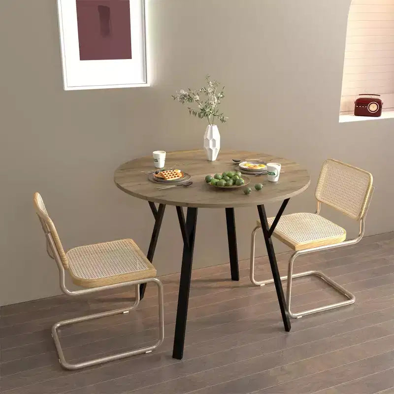Round Dining Table for 2-4, Modern Wood Kitchen Table with Metal Legs for Dining Room, Living Room, or Office