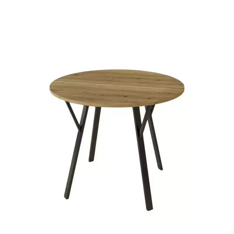 Round Dining Table for 2-4, Modern Wood Kitchen Table with Metal Legs for Dining Room, Living Room, or Office