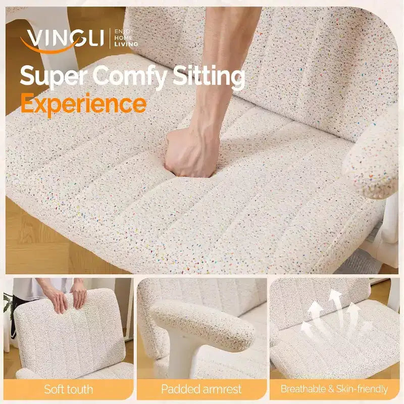 Criss Cross Chair with Adjustable Flip-Up Arms,Cross Legged Chair with Wheels,Extra Wide Office Chair,Desk Chair for Home Office,Vanity