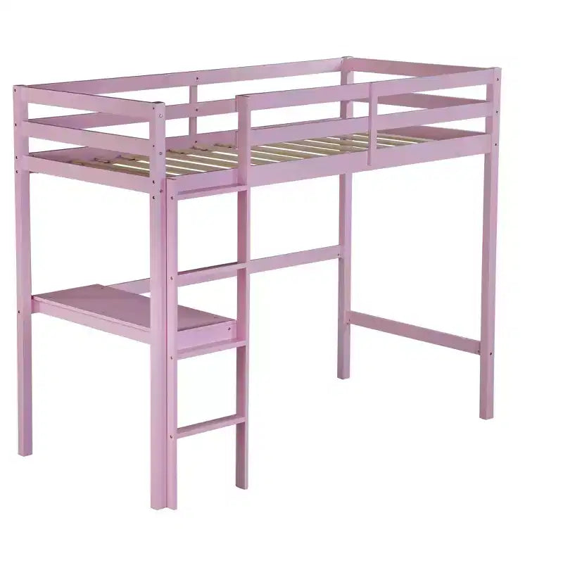 Twin Bed Frame Upholstered Faux Leather Kid-Friendly No Box Spring Needed