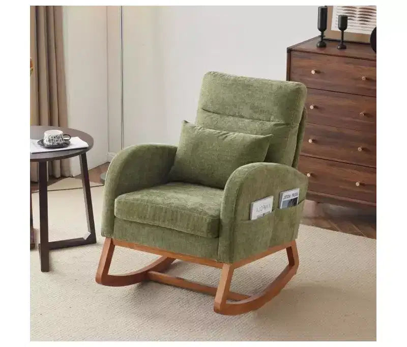 Karl Home Upholstered Green Rocking Chair