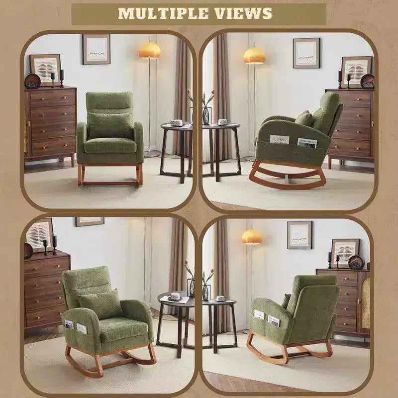 Upholstered Green Rocking Chair
