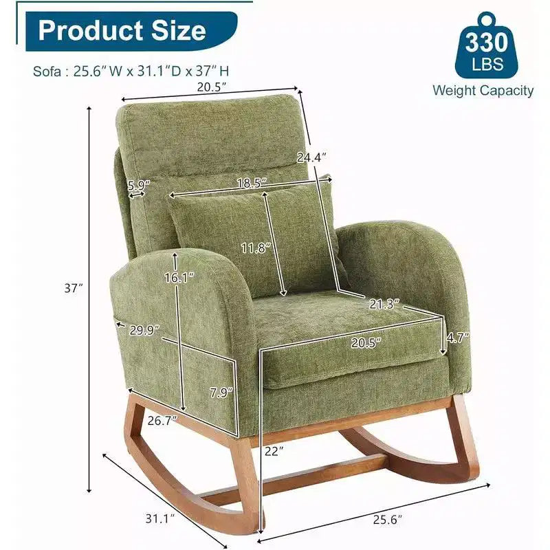 Upholstered Green Rocking Chair