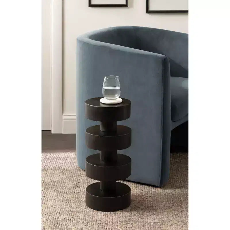 Omar Round Drink Table, Black, 9x9x20
