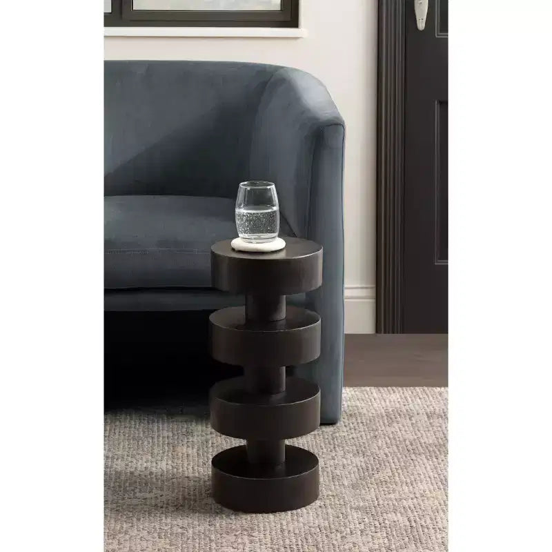 Omar Round Drink Table, Black, 9x9x20