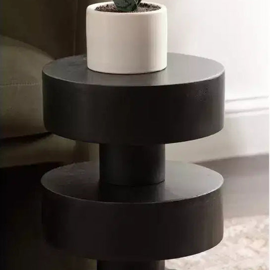 Omar Round Drink Table, Black, 9x9x20