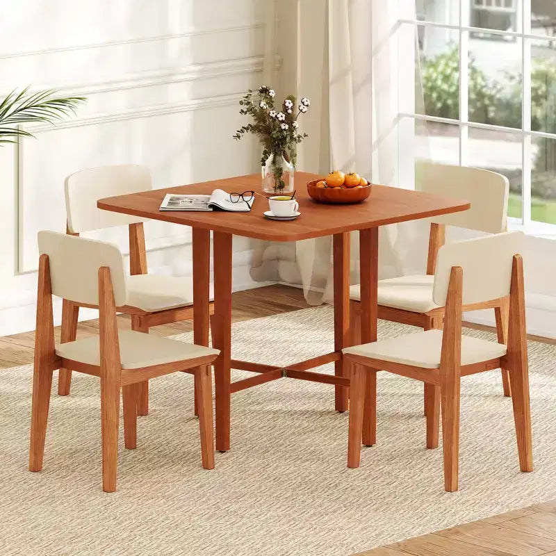 Tavolo da pranzo pieghevole per 2-4 persone Tavolo allungabile con gambe in legno di caucciù Naturale/Marrone