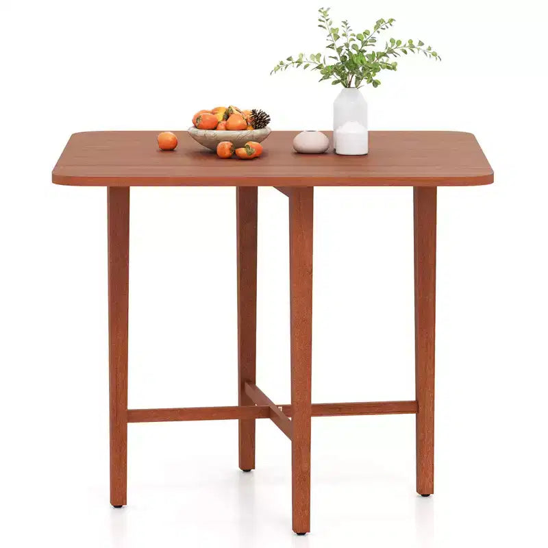 Foldable Dining Table for 2-4 People Extendable Table with Rubber Wood Legs Natural/Brown