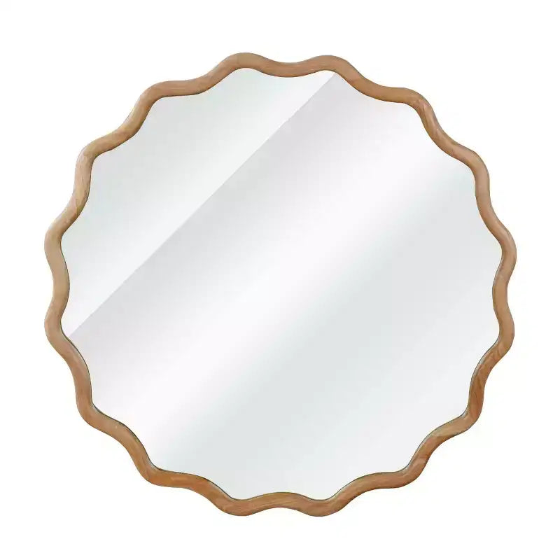 Specchio da Parete Rotondo Decorativo con Design Ondulato, Specchio Moderno d'Accento per Camera da Letto, Bagno, Soggiorno, Ingresso