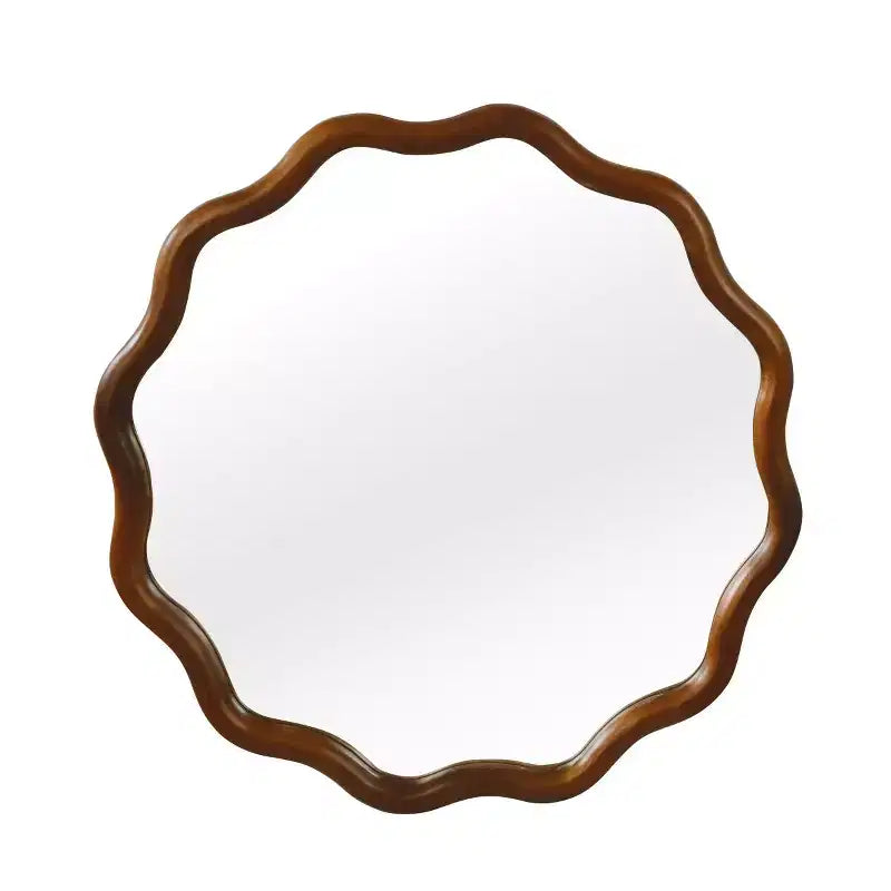 Specchio da Parete Rotondo Decorativo con Design Ondulato, Specchio Moderno d'Accento per Camera da Letto, Bagno, Soggiorno, Ingresso