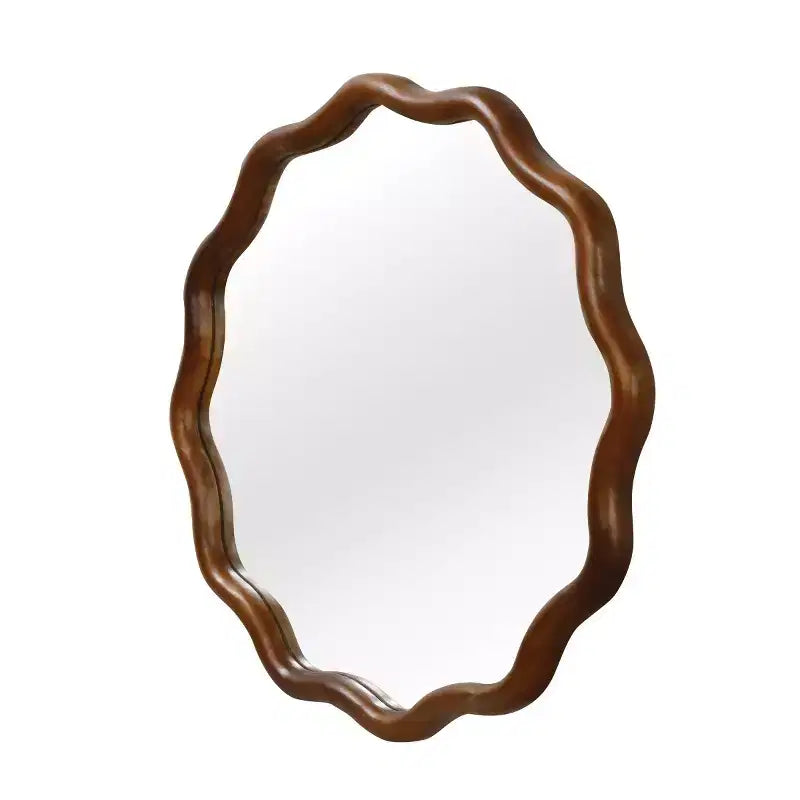 Specchio da Parete Rotondo Decorativo con Design Ondulato, Specchio Moderno d'Accento per Camera da Letto, Bagno, Soggiorno, Ingresso