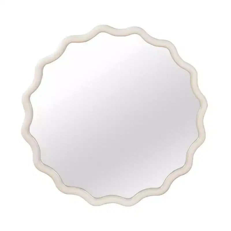 Specchio da Parete Rotondo Decorativo con Design Ondulato, Specchio Moderno d'Accento per Camera da Letto, Bagno, Soggiorno, Ingresso