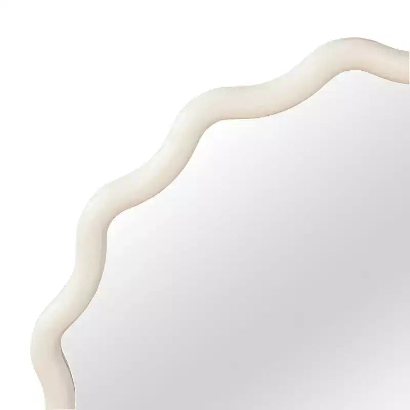 Specchio da Parete Rotondo Decorativo con Design Ondulato, Specchio Moderno d'Accento per Camera da Letto, Bagno, Soggiorno, Ingresso
