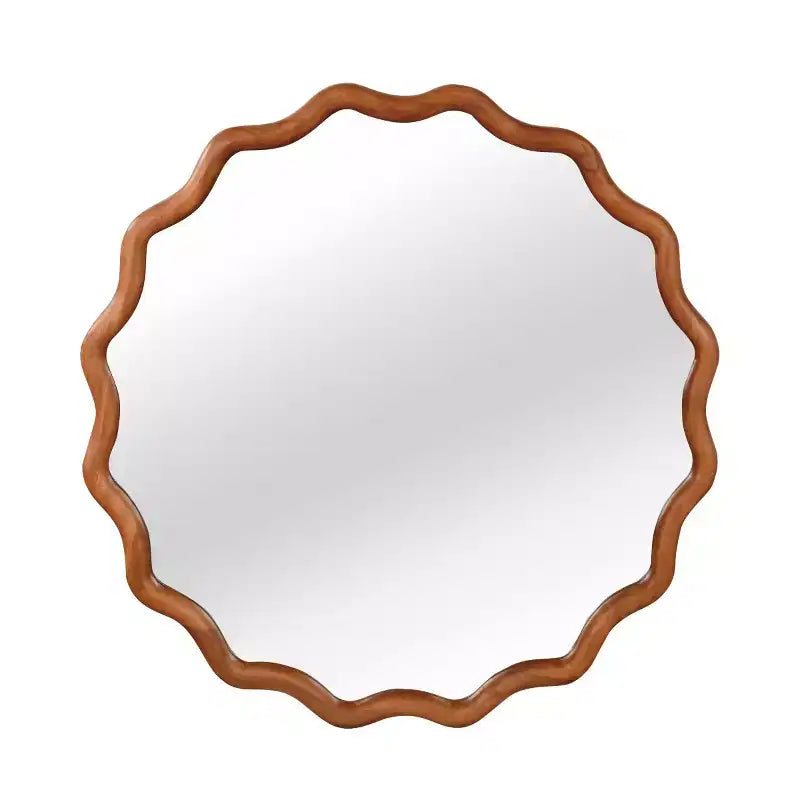 Specchio da Parete Rotondo Decorativo con Design Ondulato, Specchio Moderno d'Accento per Camera da Letto, Bagno, Soggiorno, Ingresso