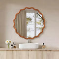 Round Decorative Wall Mirror with Wavy Design, Modern Accent Mirror for Bedroom, Bathroom, Living Room, Entryway-Panipeachy