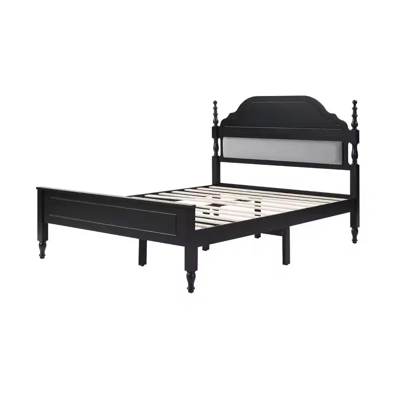 Queen Size Bed Frame with Padded Headboard Insert, Elegant Bedroom Centerpiece