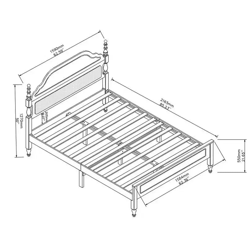 Queen Size Bed Frame with Padded Headboard Insert, Elegant Bedroom Centerpiece