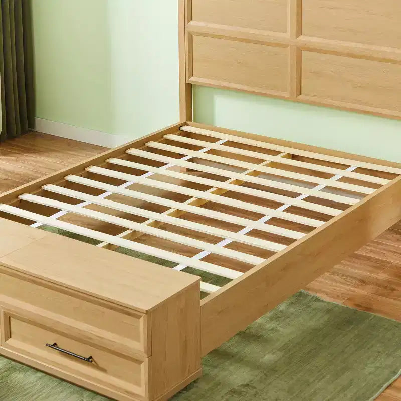 Queen/King Platform Bed Frame with Drawers, Storage Bench & 3D Geometric Headboard