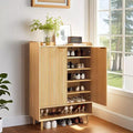 Karl Home 31.6 Inch 2 Door 1 Panel 1 Shelf Conical Leg Slatted Shoe Cabinet