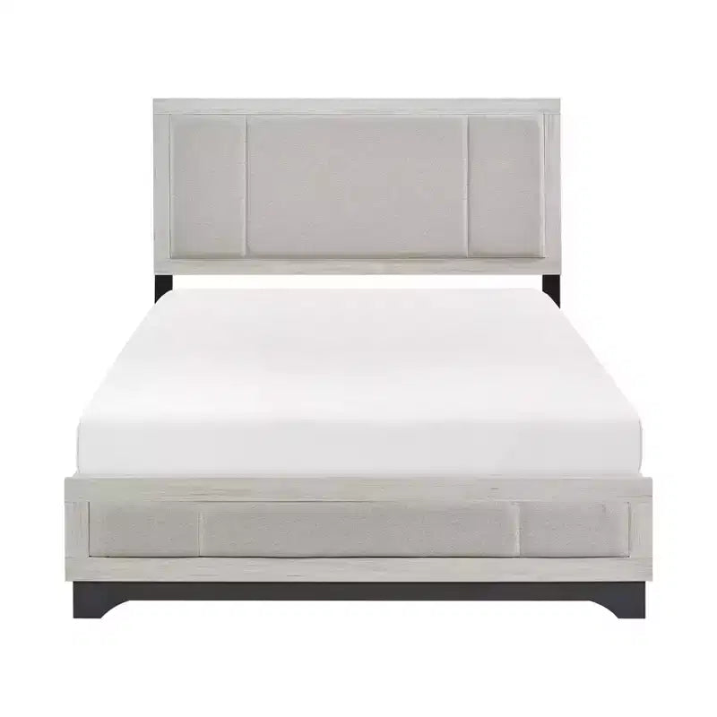 Harper Contemporary Wood Platform Bed with Upholstered Headboard